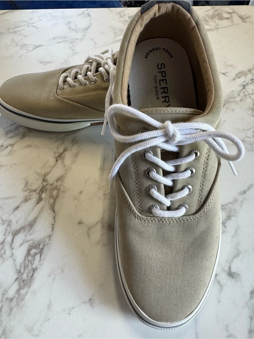 Sperry Men's Khaki Canvas Lace-Up Boat Shoes